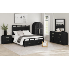 Ridgemont Queen Storage Bed in Black with Grain