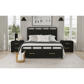 Ridgemont Queen Storage Bed in Black with Grain – SKU B-14440-8W-QSB | Elements