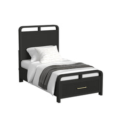 Ridgemont Twin Storage Bed in Black with Grain