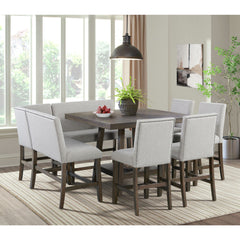 Seneca Counter 3PC Corner Bench with Grey Fabric in Brown – SKU D-7670-5-CCBNC | Elements