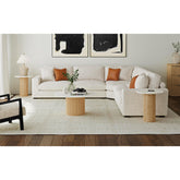 Sylvie Round End Table with White Faux Marble Top and Base in Natural – SKU T-16000-6-RET | Elements