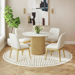 Sylvie Dining Side Chair with White Fabric in Natural (2 Per Carton) – SKU D-16000-6-SC | Elements
