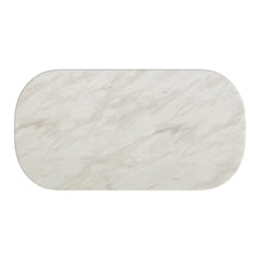 Sylvie Oval Dining Table with White Faux Marble Top in Natural