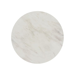 Sylvie Round Coffee Table with White Faux Marble Top and Base in Natural