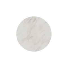 Sylvie Round End Table with White Faux Marble Top and Base in Natural