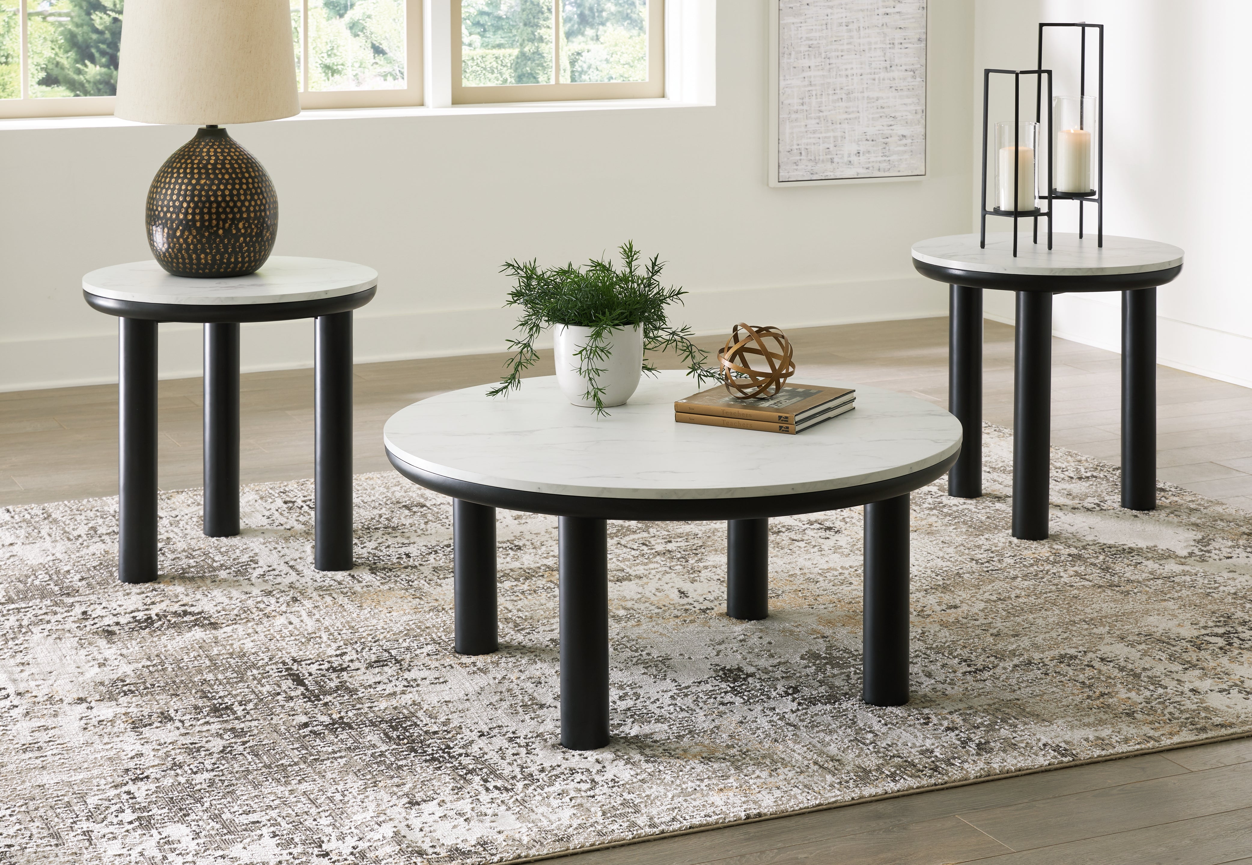 Tampa Furniture Outlet Lutz - Ashley Furniture - Xandrum Table (Set of 3) - Occasional Table Set (3/CN) / Black/White - T159-13