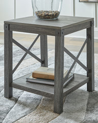 Tampa Furniture Outlet Lutz - Ashley Furniture - Freedan End Table - Square End Table / Grayish Brown - T175-2