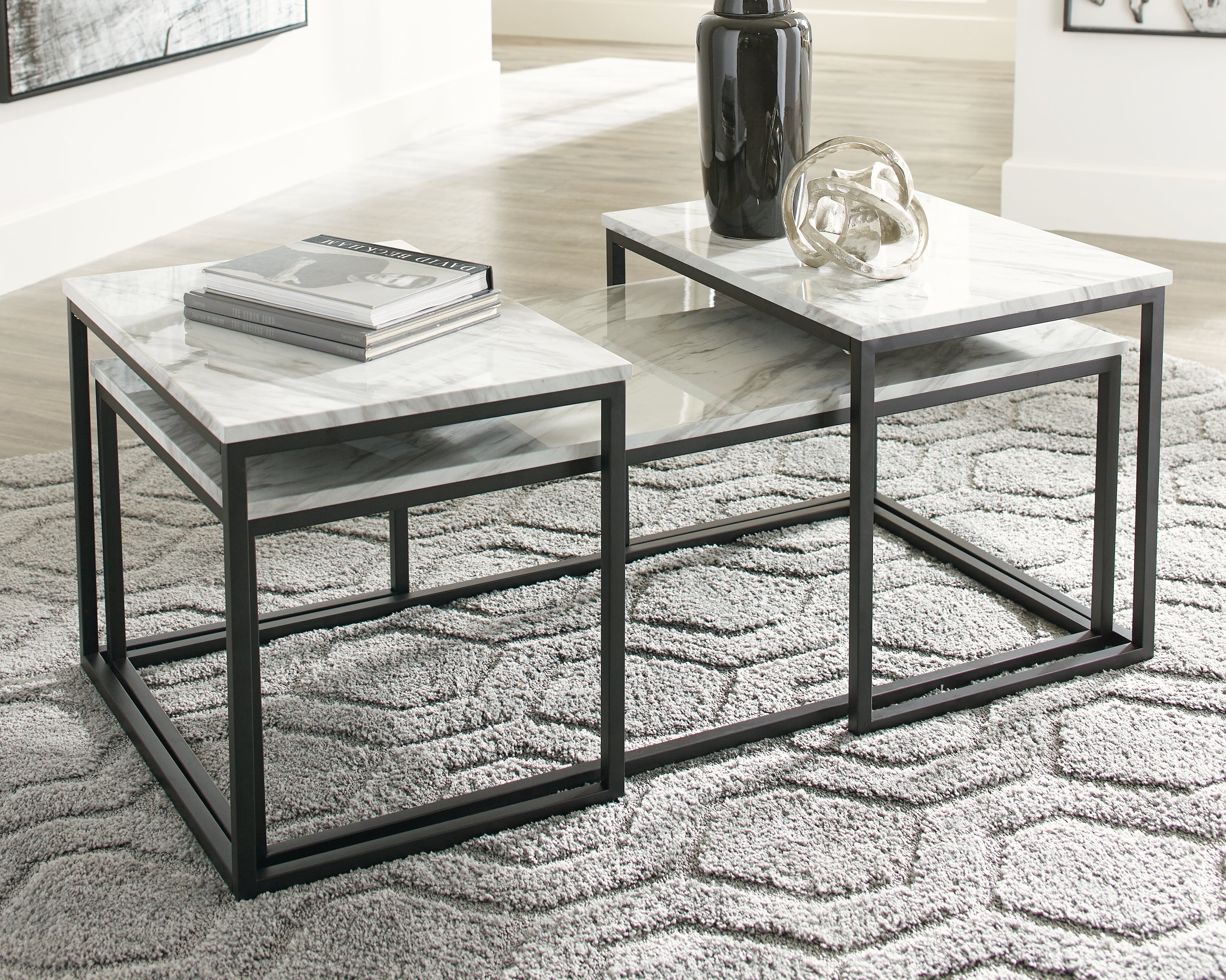 Tampa Furniture Outlet Lutz - Ashley Furniture - Donnesta Table (Set of 3) - Occasional Table Set (3/CN) / Gray/Black - T182-13