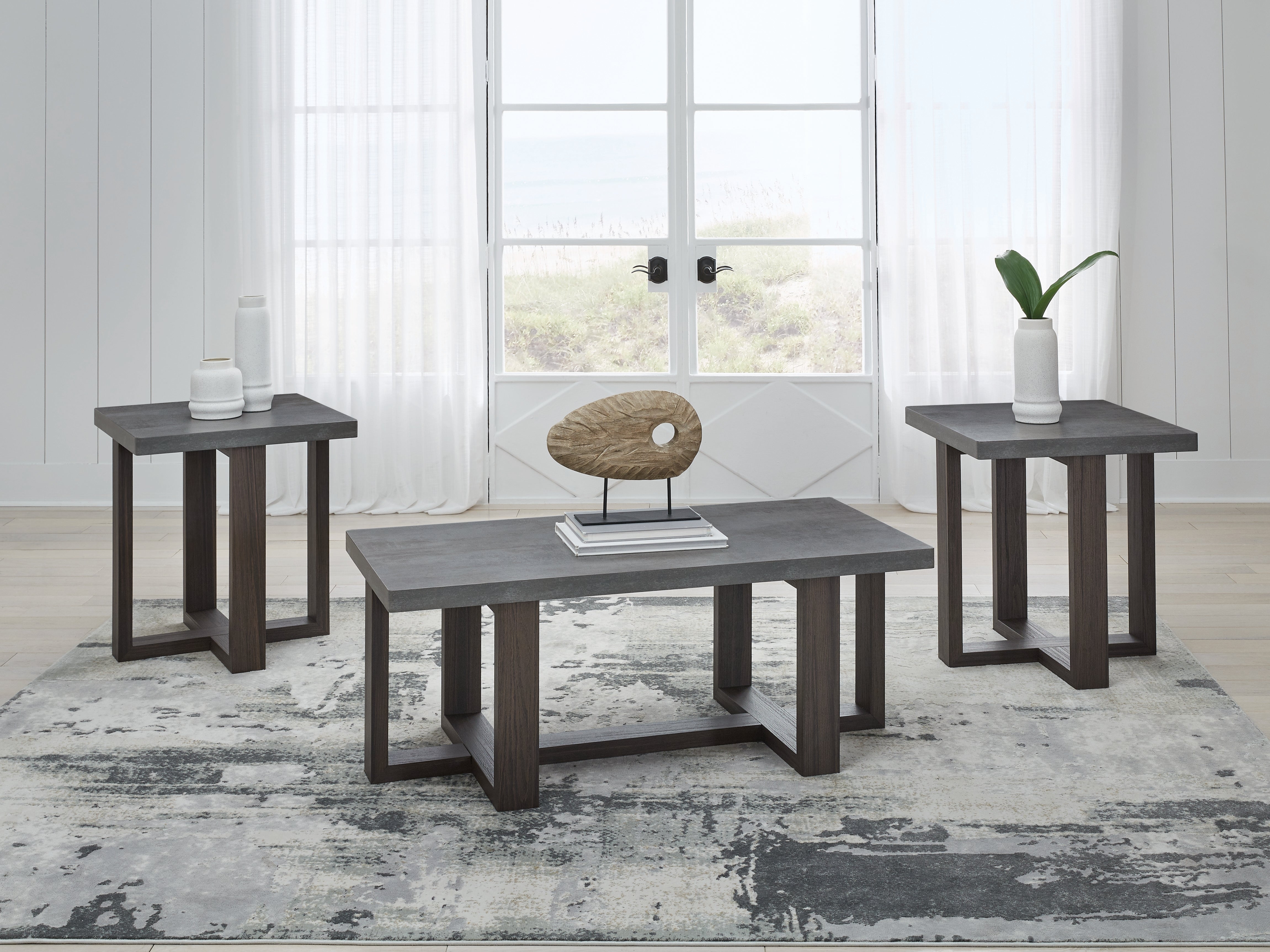 Tampa Furniture Outlet Lutz - Ashley Furniture - Dynnford Table (Set of 3) - Occasional Table Set (3/CN) / Gray/Brown - T216-13