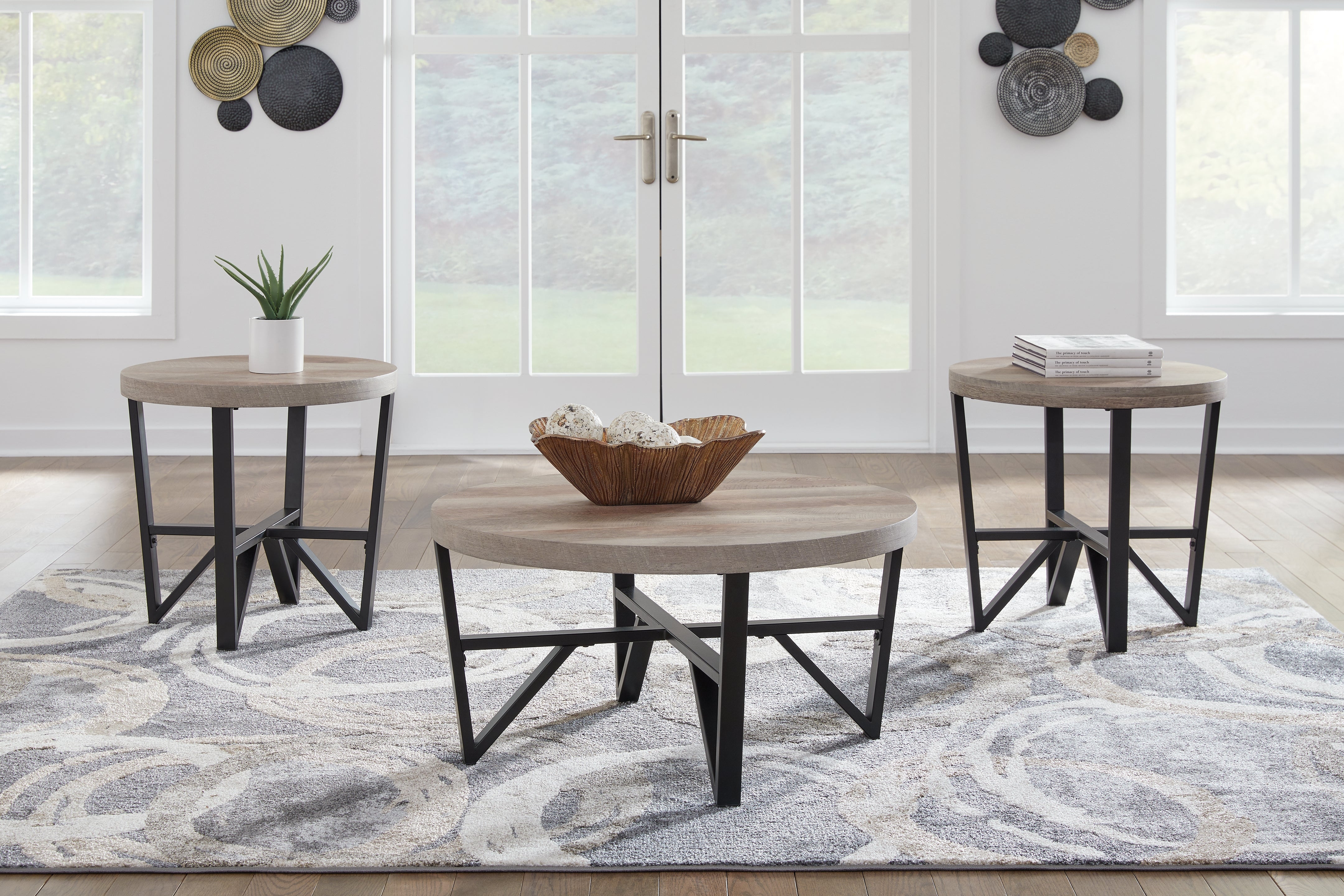 Tampa Furniture Outlet Lutz - Ashley Furniture - Deanlee Table (Set of 3) - Occasional Table Set (3/CN) / Grayish Brown/Black - T235-13