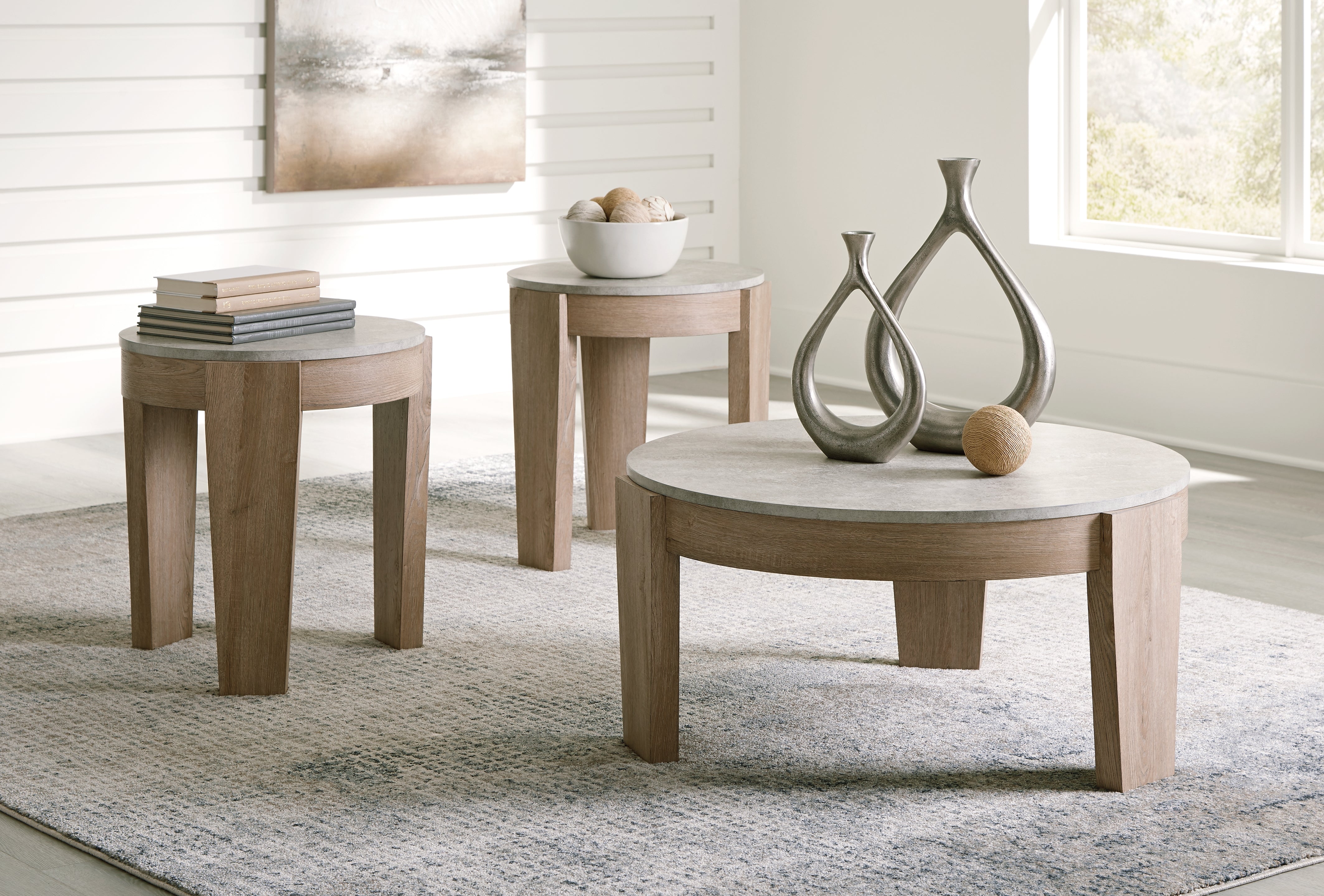 Tampa Furniture Outlet Lutz - Ashley Furniture - Guystone Table (Set of 3) - Occasional Table Set (3/CN) / Light Brown - T237-13