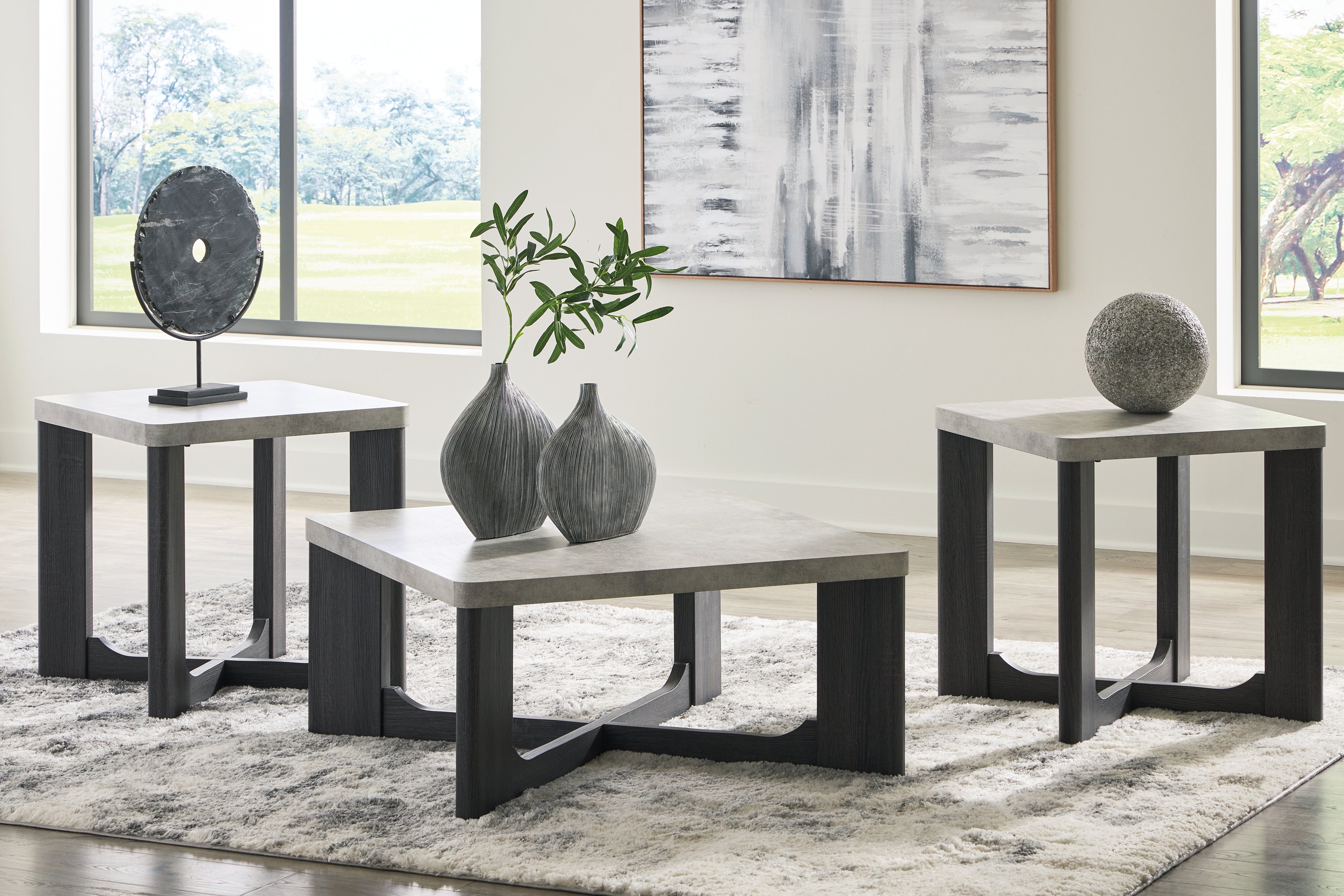 Tampa Furniture Outlet Lutz - Ashley Furniture - Sharstorm Table (Set of 3) - Occasional Table Set (3/CN) / Two-tone Gray - T251-13