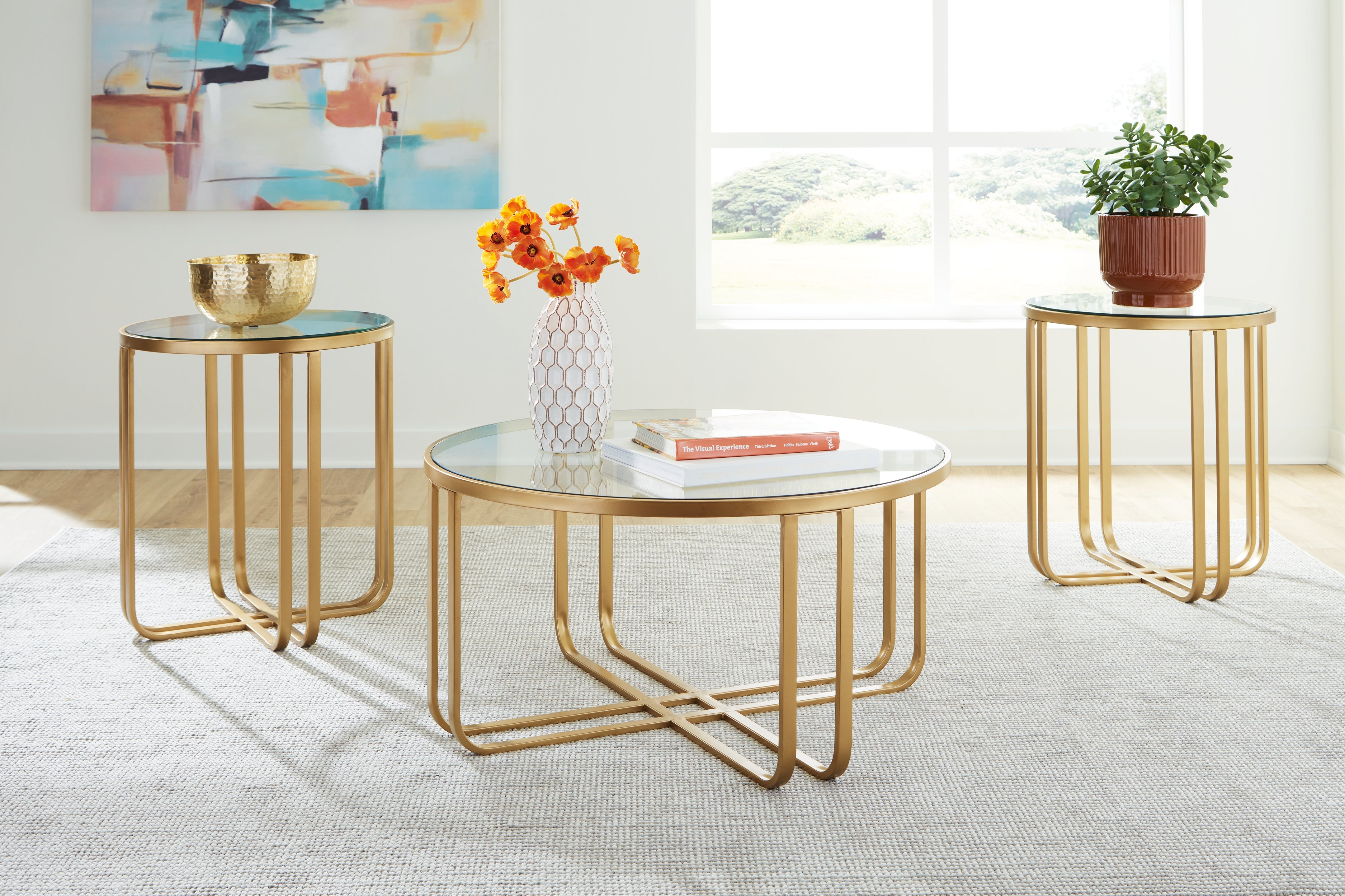 Tampa Furniture Outlet Lutz - Ashley Furniture - Milloton Table (Set of 3) - Occasional Table Set (3/CN) / Gold - T398-13