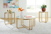 Tampa Furniture Outlet Lutz - Ashley Furniture - Milloton Table (Set of 3) - Occasional Table Set (3/CN) / Gold - T398-13
