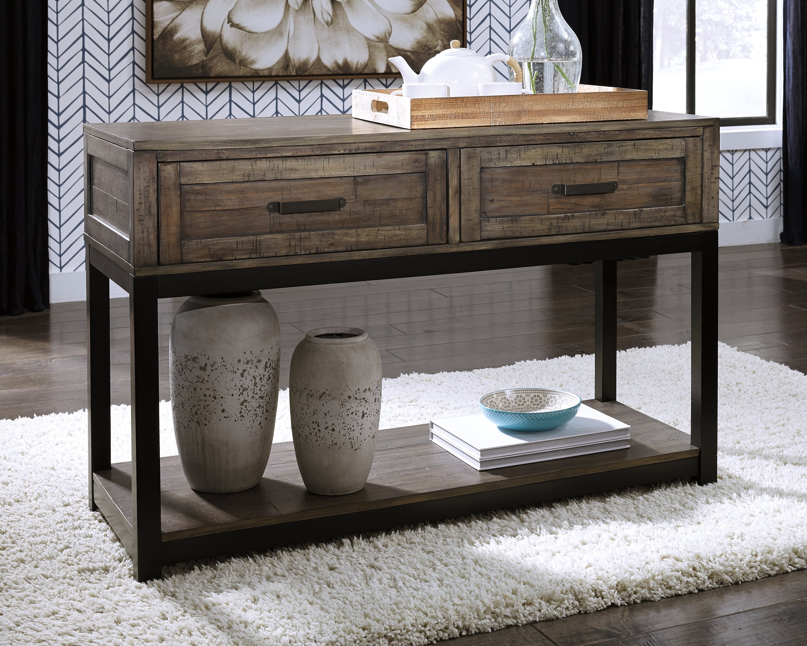 Tampa Furniture Outlet Lutz - Ashley Furniture - Johurst Sofa/Console Table - Sofa Table / Grayish Brown - T444-4