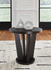 Tampa Furniture Outlet Lutz - Ashley Furniture - Chasinfield End Table - Round End Table / Dark Brown - T458-6