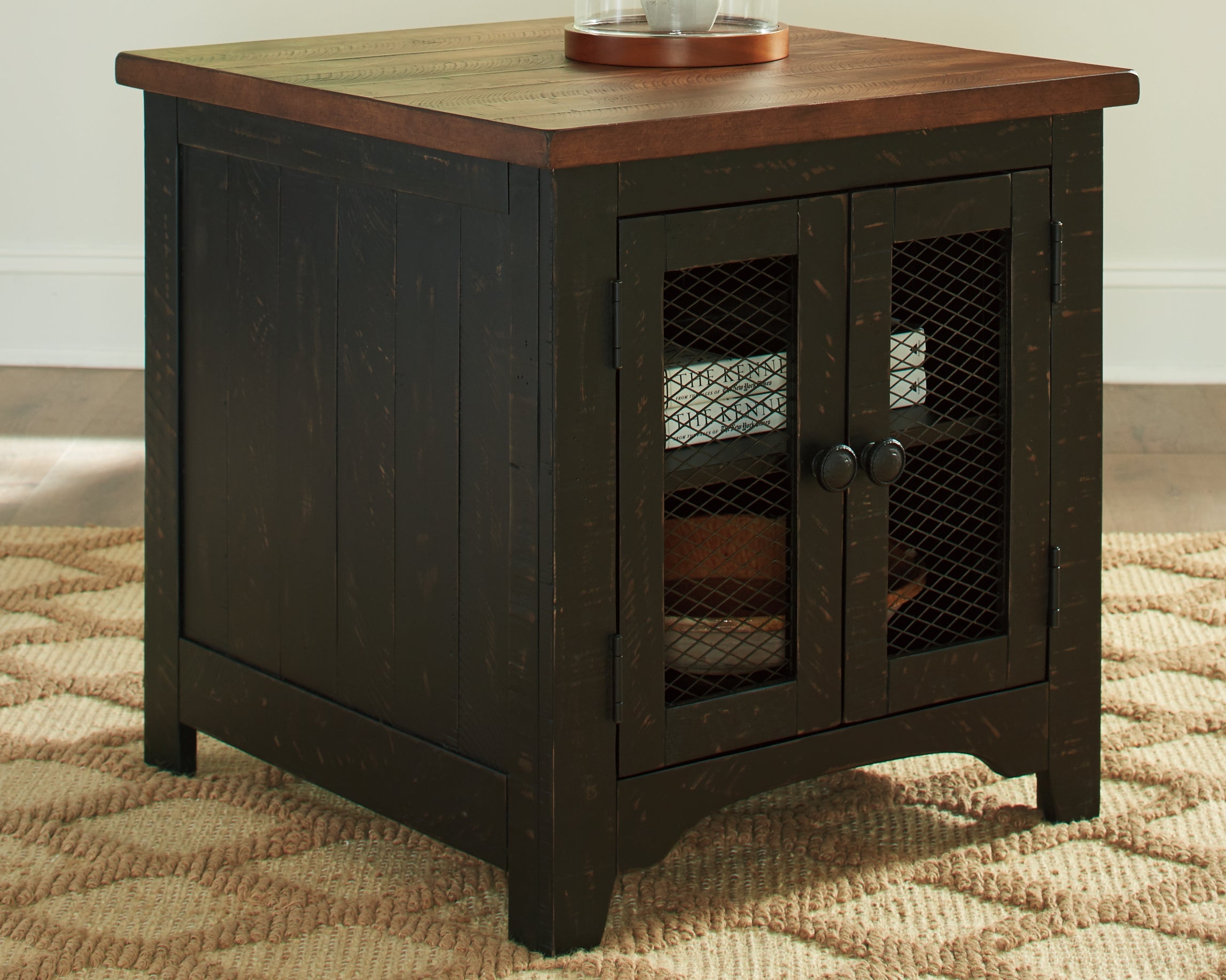 Tampa Furniture Outlet Lutz - Ashley Furniture - Valebeck End Table - Rectangular End Table / Black/Brown - T468-3