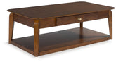 Tampa Furniture Outlet Lutz - Ashley Furniture - Trenmour Coffee Table - Rectangular Cocktail Table / Medium Brown - T596-1