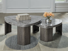 Tampa Furniture Outlet Lutz - Ashley Furniture - Surmour Stacked Coffee Table - Stacked Cocktail Table / Gray/Brown - T600-0
