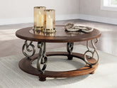 Tampa Furniture Outlet Lutz - Ashley Furniture - Frallyn Coffee Table - Round Cocktail Table / Dark Brown - T623-8