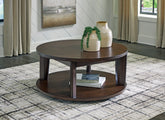Tampa Furniture Outlet Lutz - Ashley Furniture - Korestone 2 Coffee Table - Round Cocktail Table / Dark Brown - T657-8