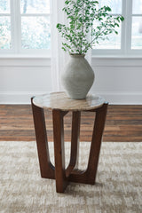 Tampa Furniture Outlet Lutz - Ashley Furniture - Tanidore End Table - Round End Table / Warm Brown - T667-6