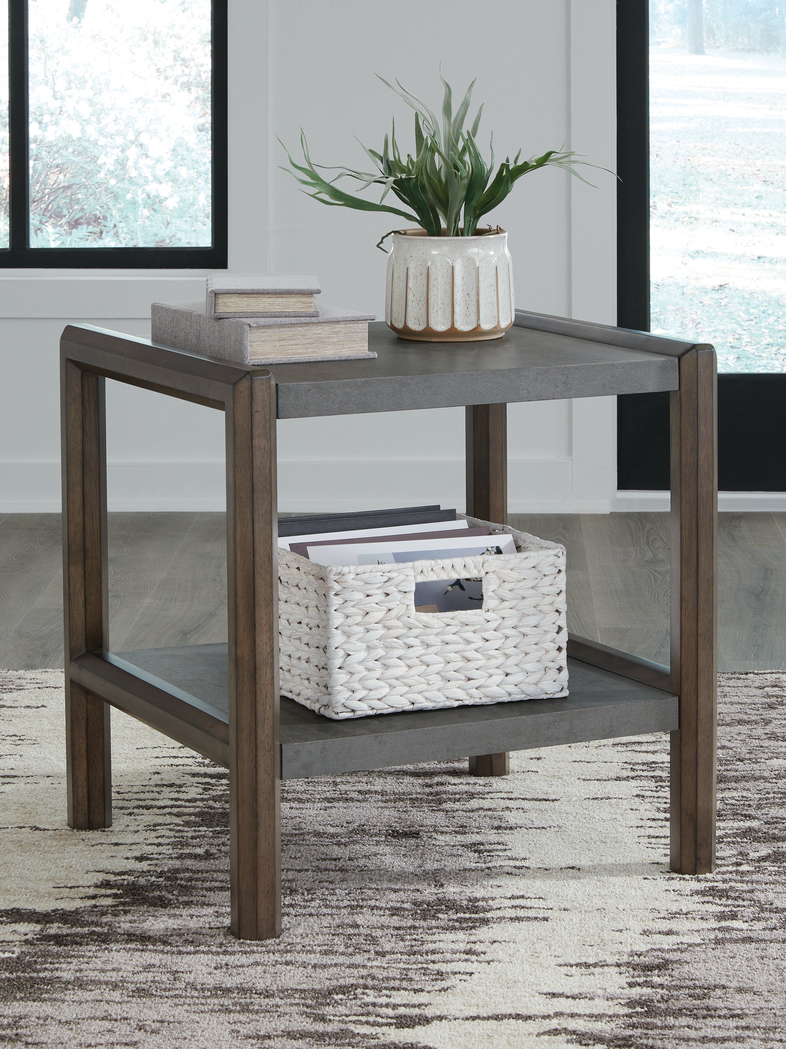 Tampa Furniture Outlet Lutz - Ashley Furniture - Kallenny End Table - Rectangular End Table / Brown/Gray - T669-3