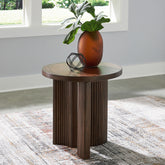 Tampa Furniture Outlet Lutz - Ashley Furniture - Korestone End Table - Round End Table / Dark Brown - T689-6