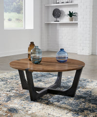 Tampa Furniture Outlet Lutz - Ashley Furniture - Hanneforth Coffee Table - Round Cocktail Table / Brown/Black - T726-8