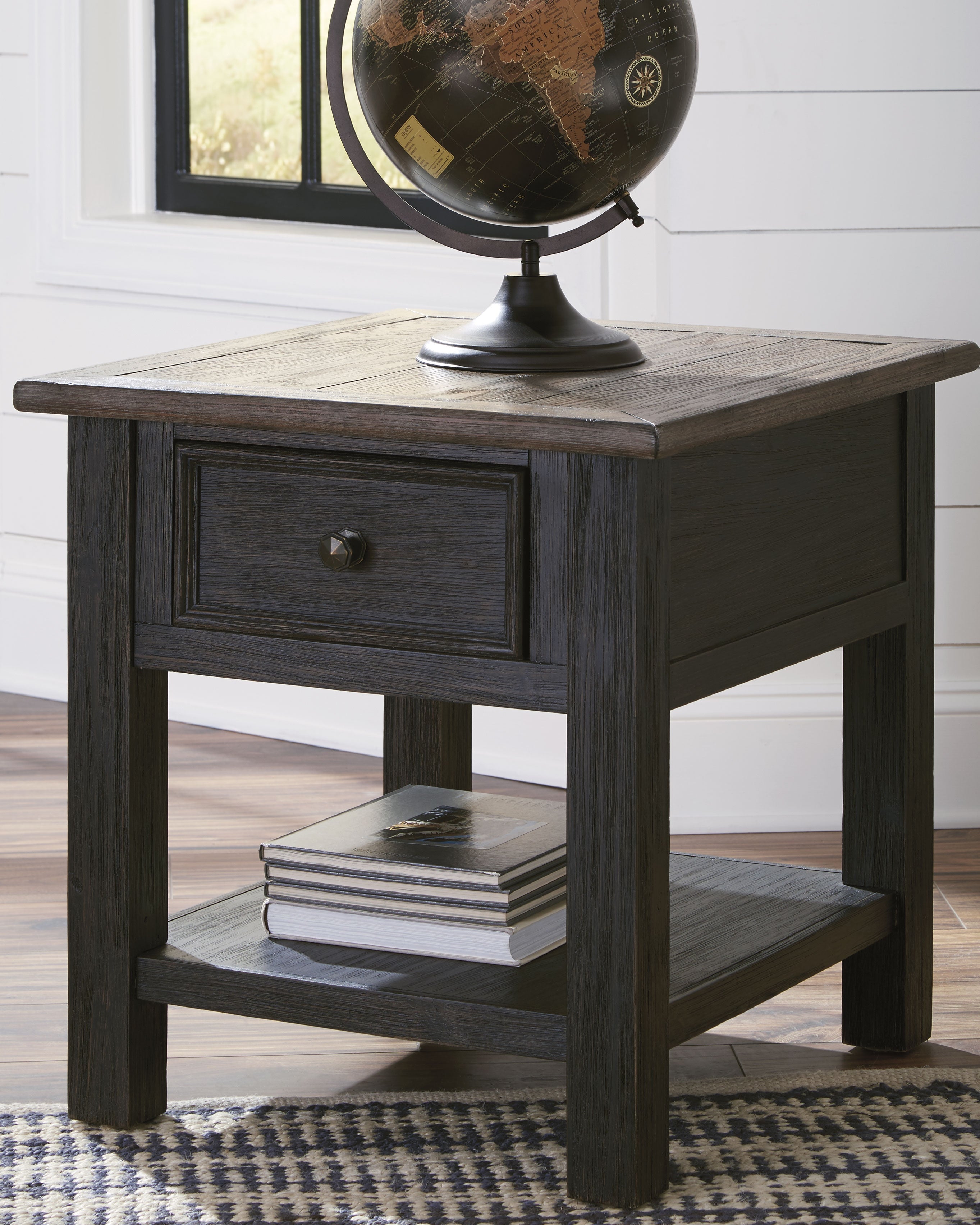 Tampa Furniture Outlet Lutz - Ashley Furniture - Tyler Creek End Table - Rectangular End Table / Grayish Brown/Black - T736-3