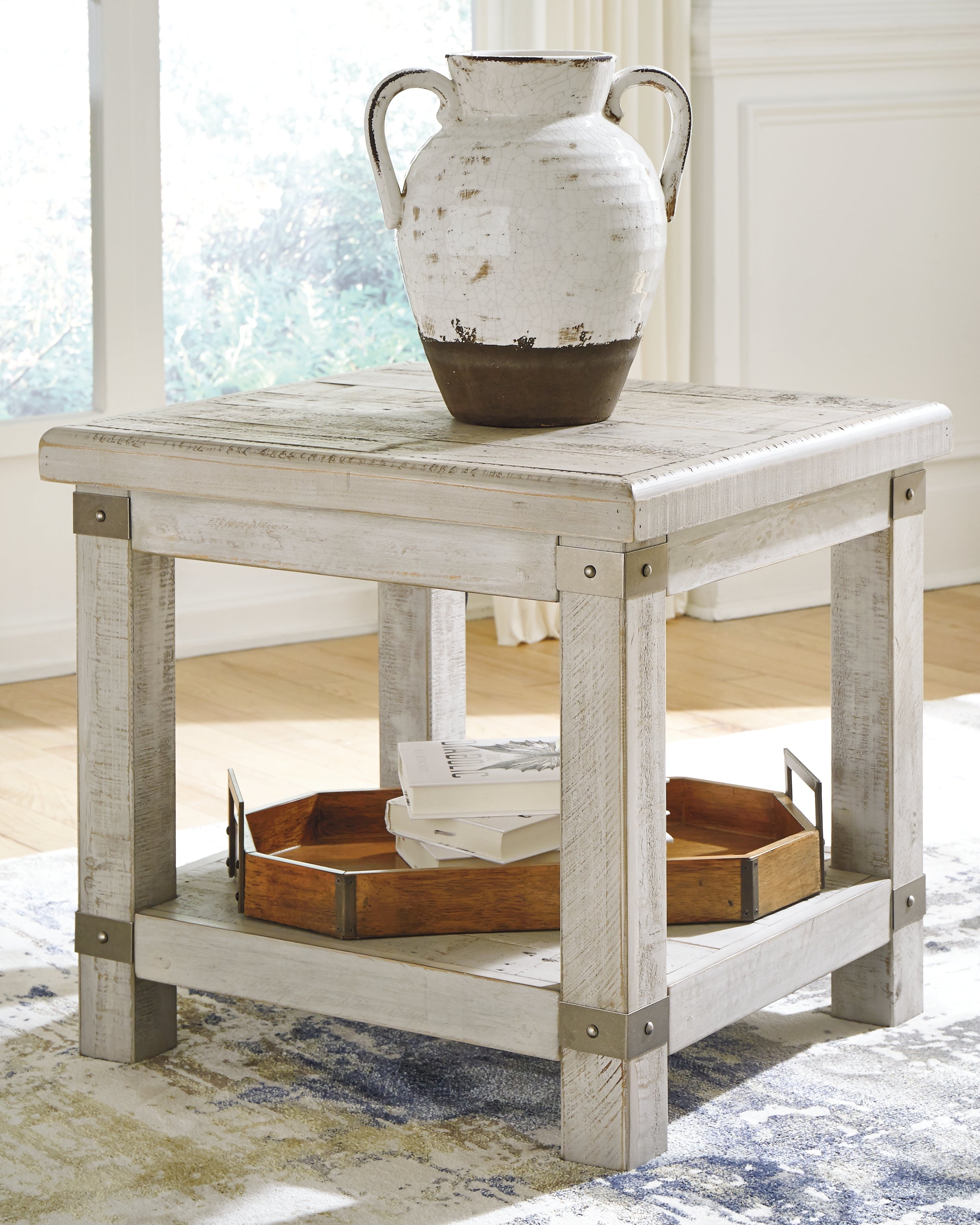 Tampa Furniture Outlet Lutz - Ashley Furniture - Carynhurst End Table - Rectangular End Table / White Wash Gray - T757-3