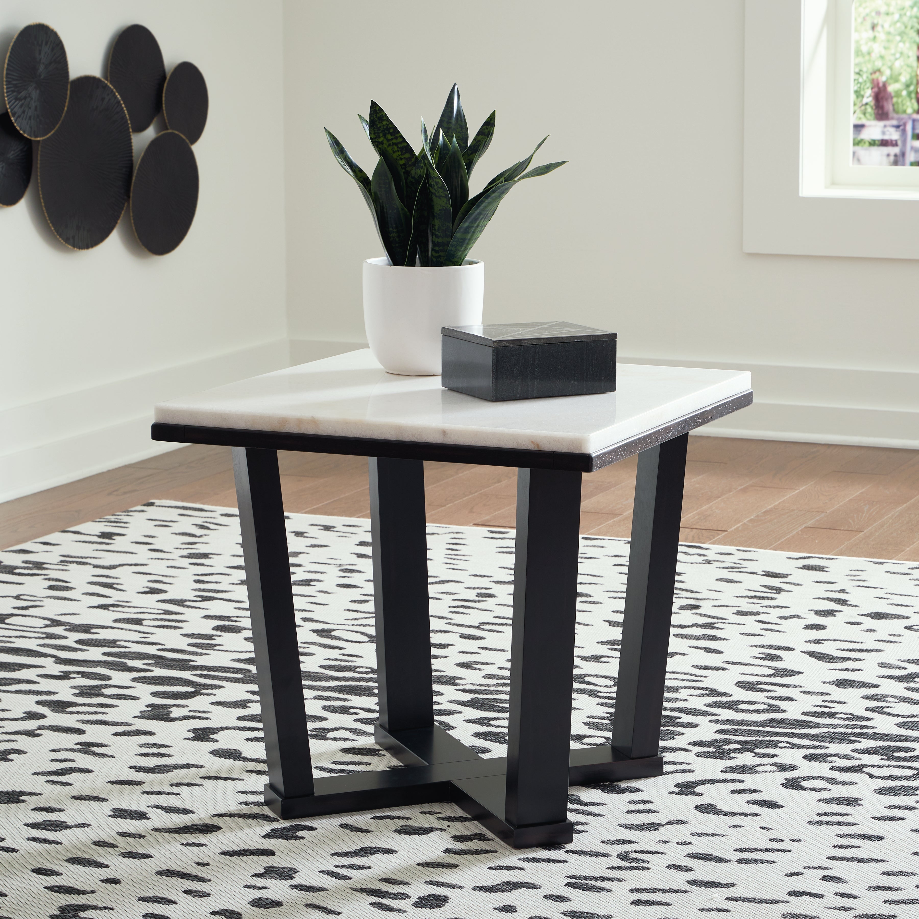 Tampa Furniture Outlet Lutz - Ashley Furniture - Fostead End Table - Square End Table / White/Espresso - T770-2
