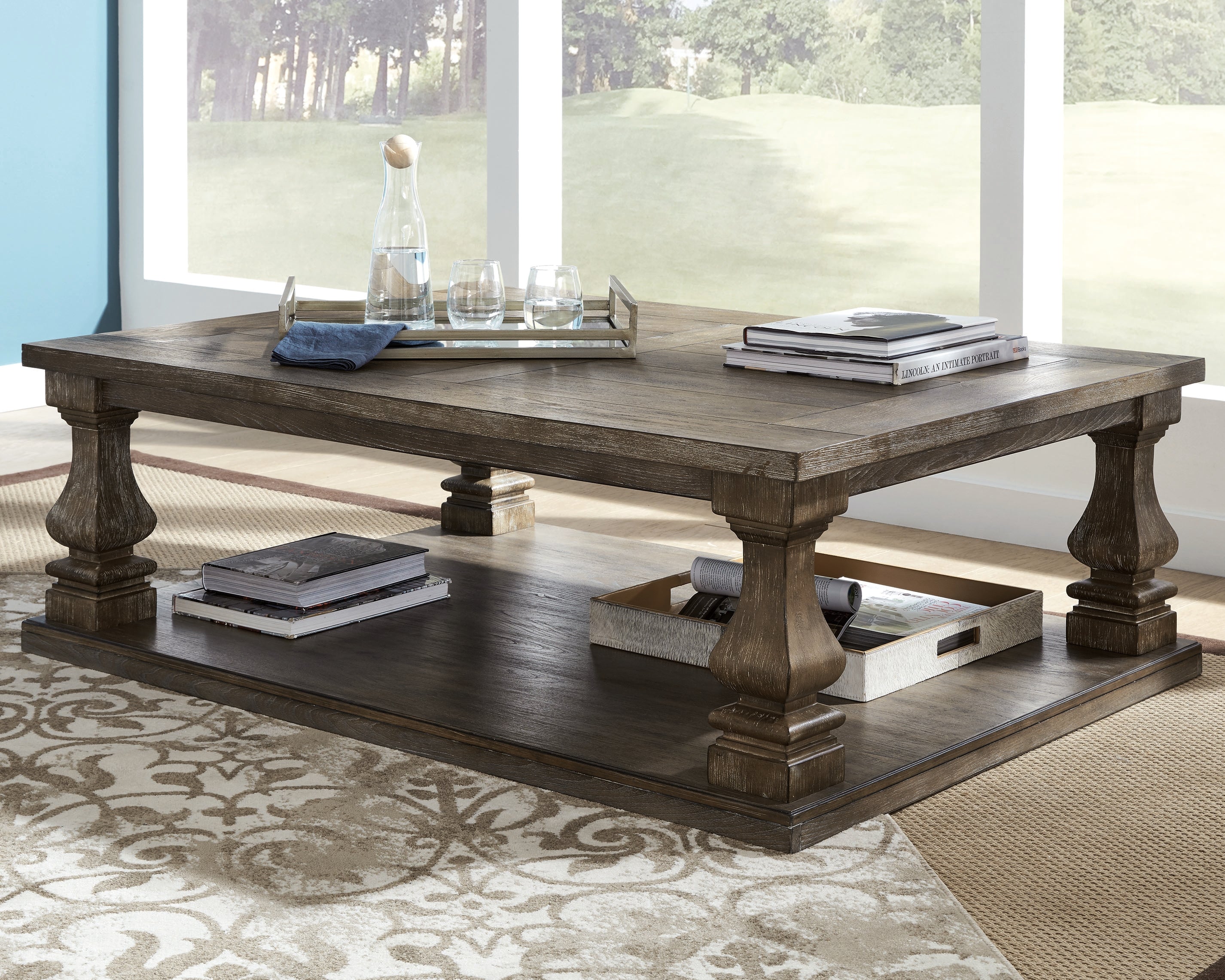Tampa Furniture Outlet Lutz - Ashley Furniture - Johnelle Coffee Table - Rectangular Cocktail Table / Gray - T776-1
