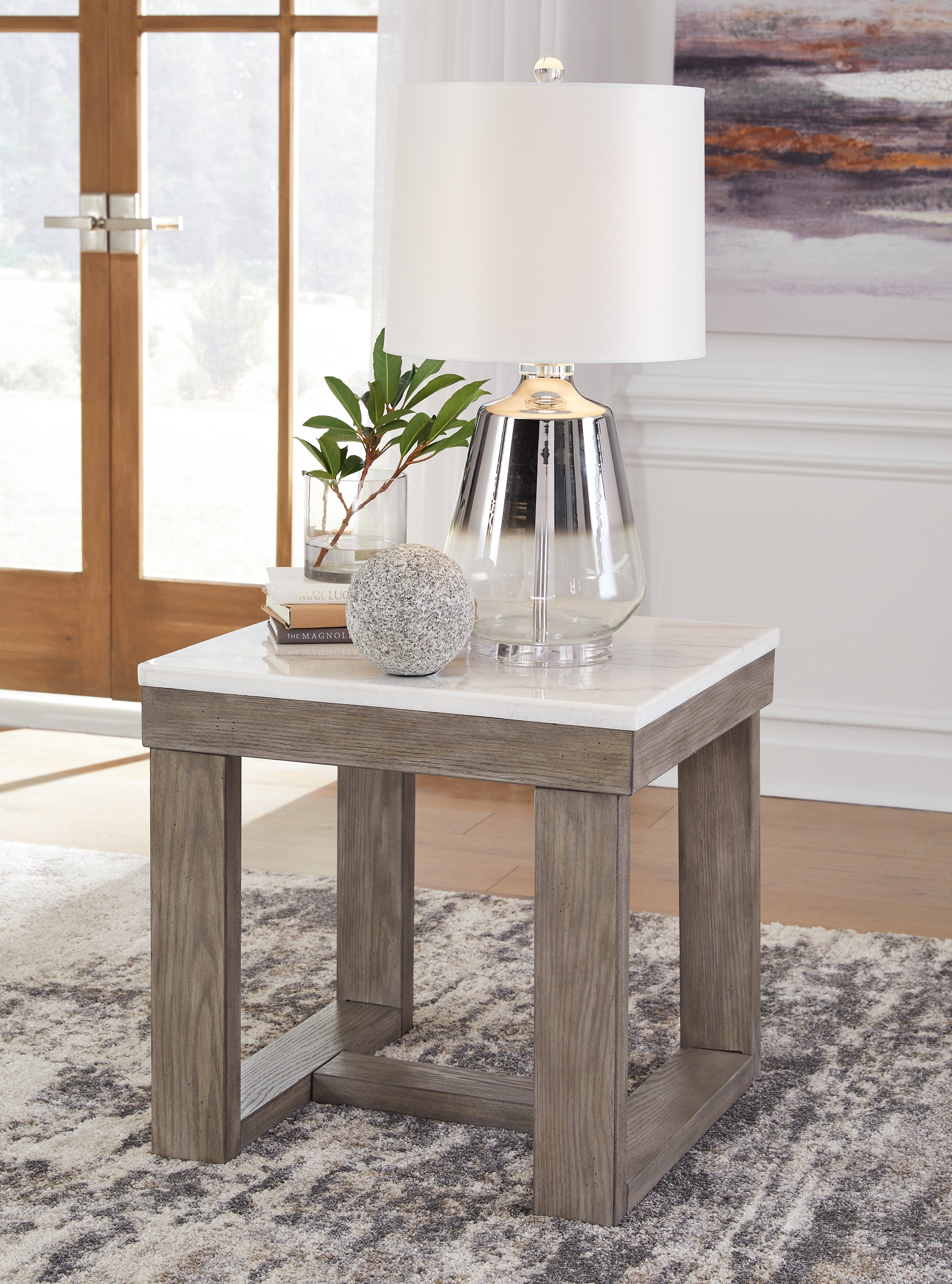 Tampa Furniture Outlet Lutz - Ashley Furniture - Loyaska End Table - Square End Table / Brown/Ivory - T789-2