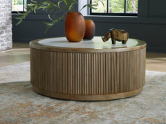 Tampa Furniture Outlet Lutz - Ashley Furniture - Camdill Coffee Table - Round Cocktail Table / Light Brown/White - T808-8