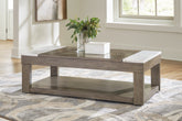 Tampa Furniture Outlet Lutz - Ashley Furniture - Loyaska Lift-Top Coffee Table - Lift Top Cocktail Table / Grayish Brown/White - T854-9