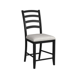 Tulane 5pc Counter Table & 4 Counter Chairs with Beige Fabric in Oak & Black
