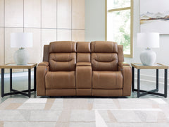 Tampa Furniture Outlet Lutz - Ashley Furniture - Knightington Living Room - PWR REC Love w/Audio Seating / Caramel - PCU1160018A