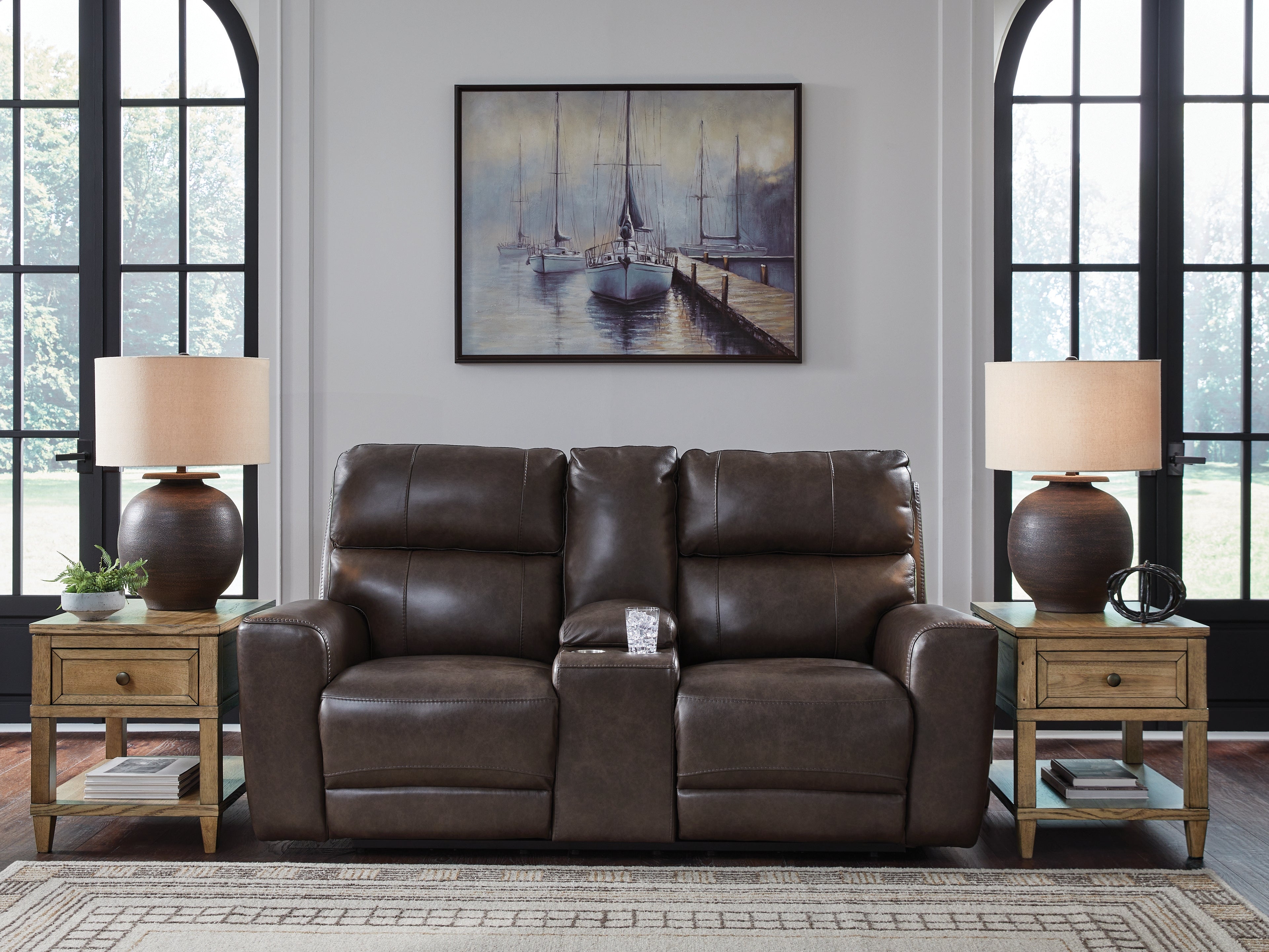 Tampa Furniture Outlet Lutz - Ashley Furniture - Crossplex Living Room - PWR REC Loveseat/CON/ADJ HDRST / Smoke - PCU6450618
