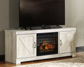 Tampa Furniture Outlet Lutz - Ashley Furniture - Bellaby 63" TV Stand with Electric Fireplace - 63" TV Stand with Electric Fireplace / Whitewash - W331W9