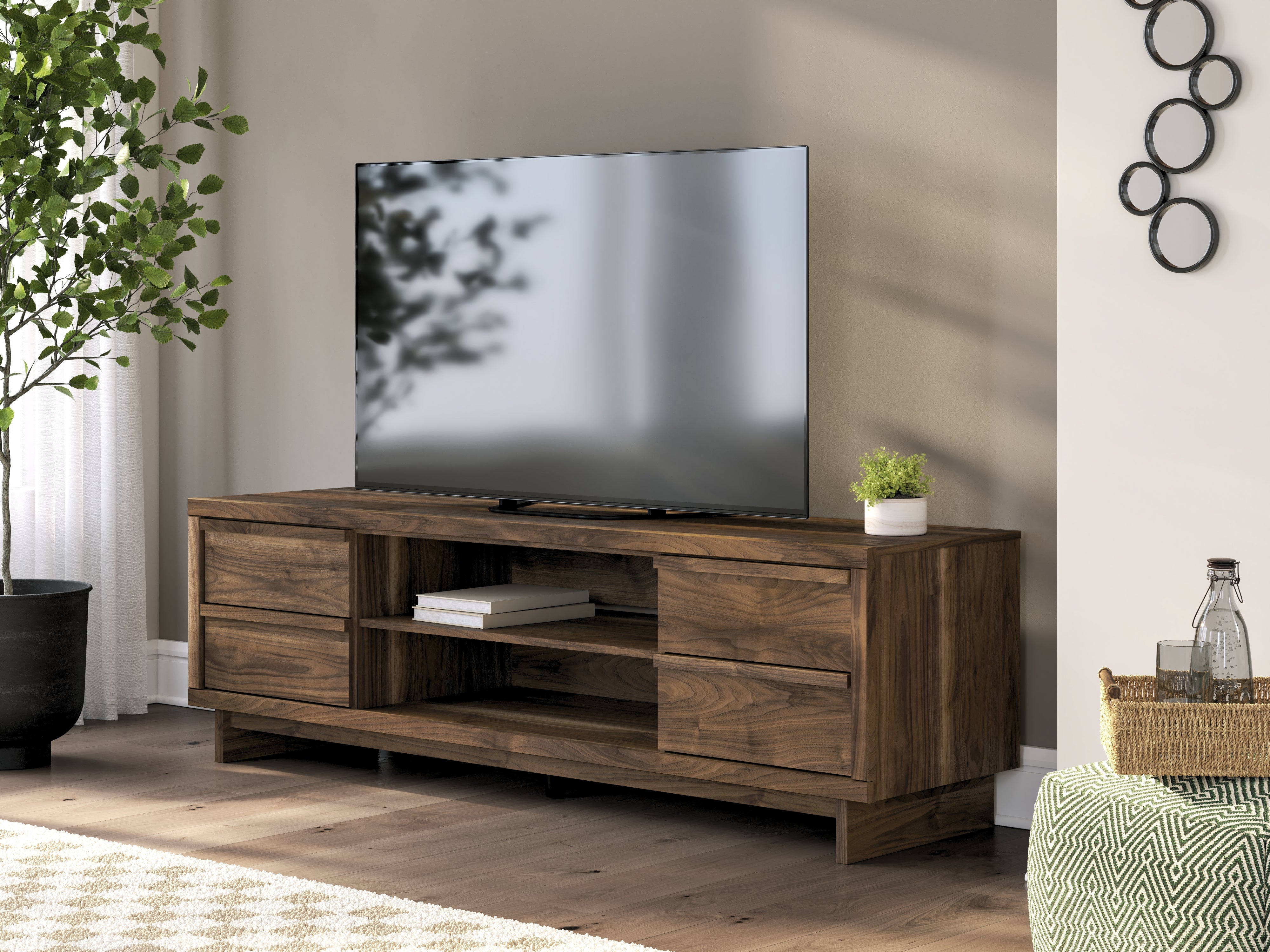 Tampa Furniture Outlet Lutz - Ashley Furniture - Zadilyn 72" TV Stand - 72" / Brown - W3367-68