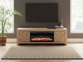 Tampa Furniture Outlet Lutz - Ashley Furniture - Cayboni 71" TV Stand with Electric Fireplace - 71" TV Stand with Electric Fireplace / Tan - W3787W1