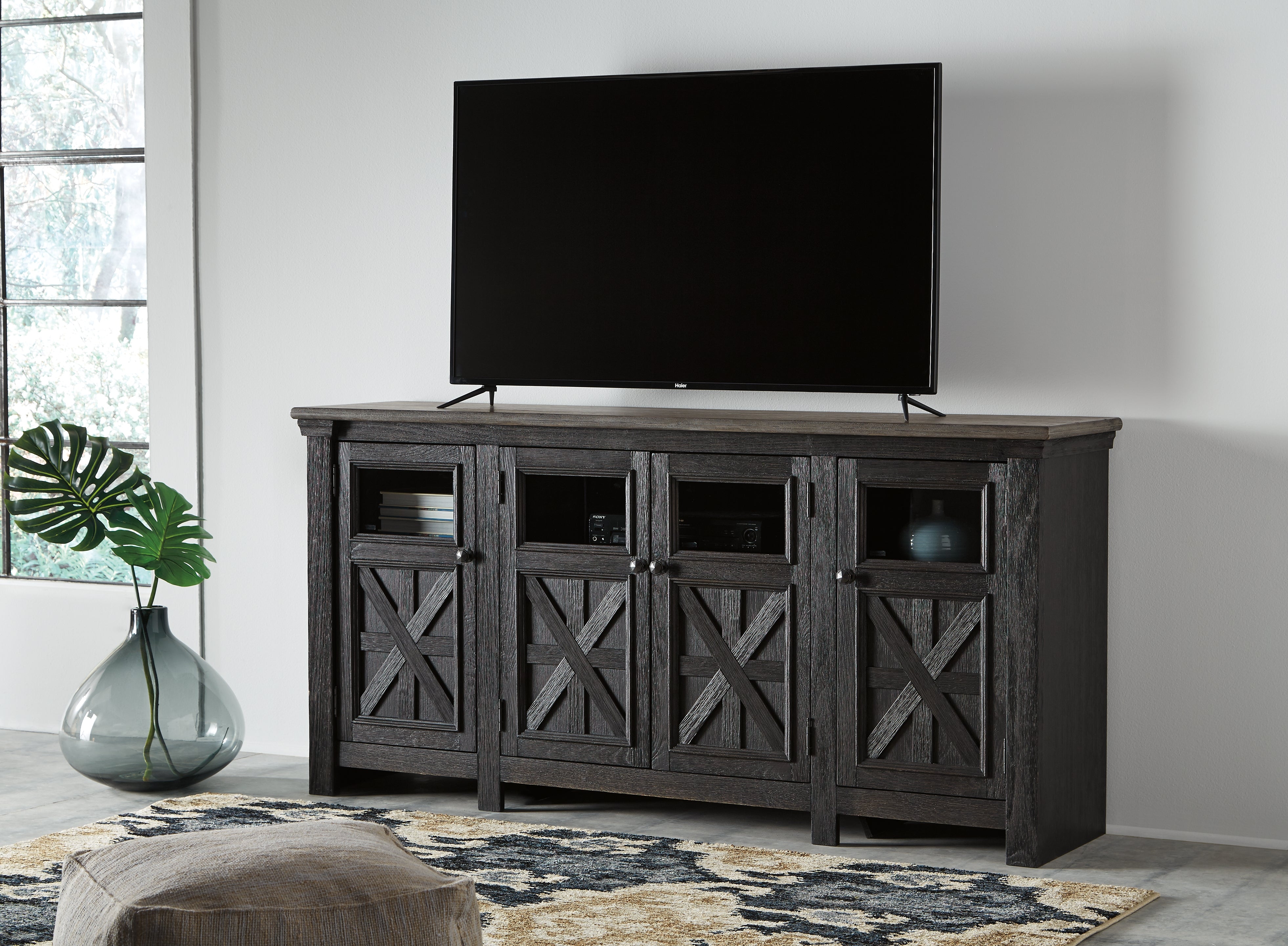 Tampa Furniture Outlet Lutz - Ashley Furniture - Tyler Creek 74" TV Stand - 74" / Black/Gray - W736-68