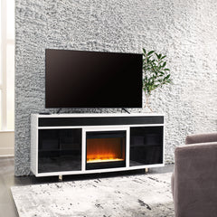 Tampa Furniture Outlet Lutz - Ashley Furniture - Gardoni 72" TV Stand with Electric Fireplace - 72" TV Stand with Electric Fireplace / White/Black - W756W1