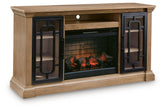 Tampa Furniture Outlet Lutz - Ashley Furniture - Wittenmyer 72" TV Stand with Electric Fireplace - 72" TV Stand with Electric Fireplace / Natural/Black - W794W1