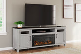 Tampa Furniture Outlet Lutz - Ashley Furniture - Darborn 88" TV Stand with Electric Fireplace - 88" TV Stand with Electric Fireplace / Gray/Brown - W796W1