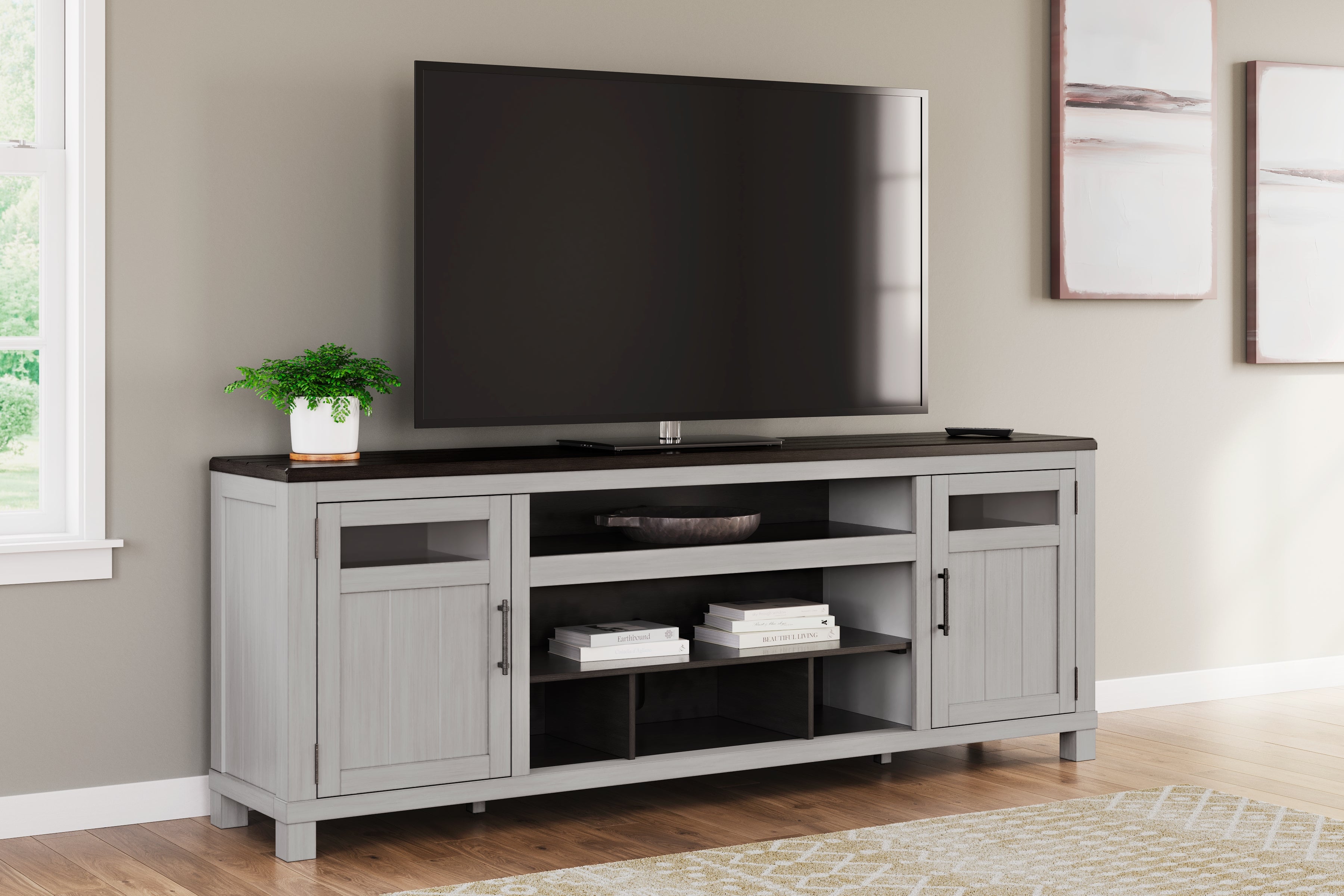 Tampa Furniture Outlet Lutz - Ashley Furniture - Darborn 88" TV Stand - 88" / Gray/Brown - W796-68