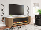 Tampa Furniture Outlet Lutz - Ashley Furniture - Camdill 80" TV Stand with Electric Fireplace - 80" TV Stand with Electric Fireplace / Light Brown - W808W1
