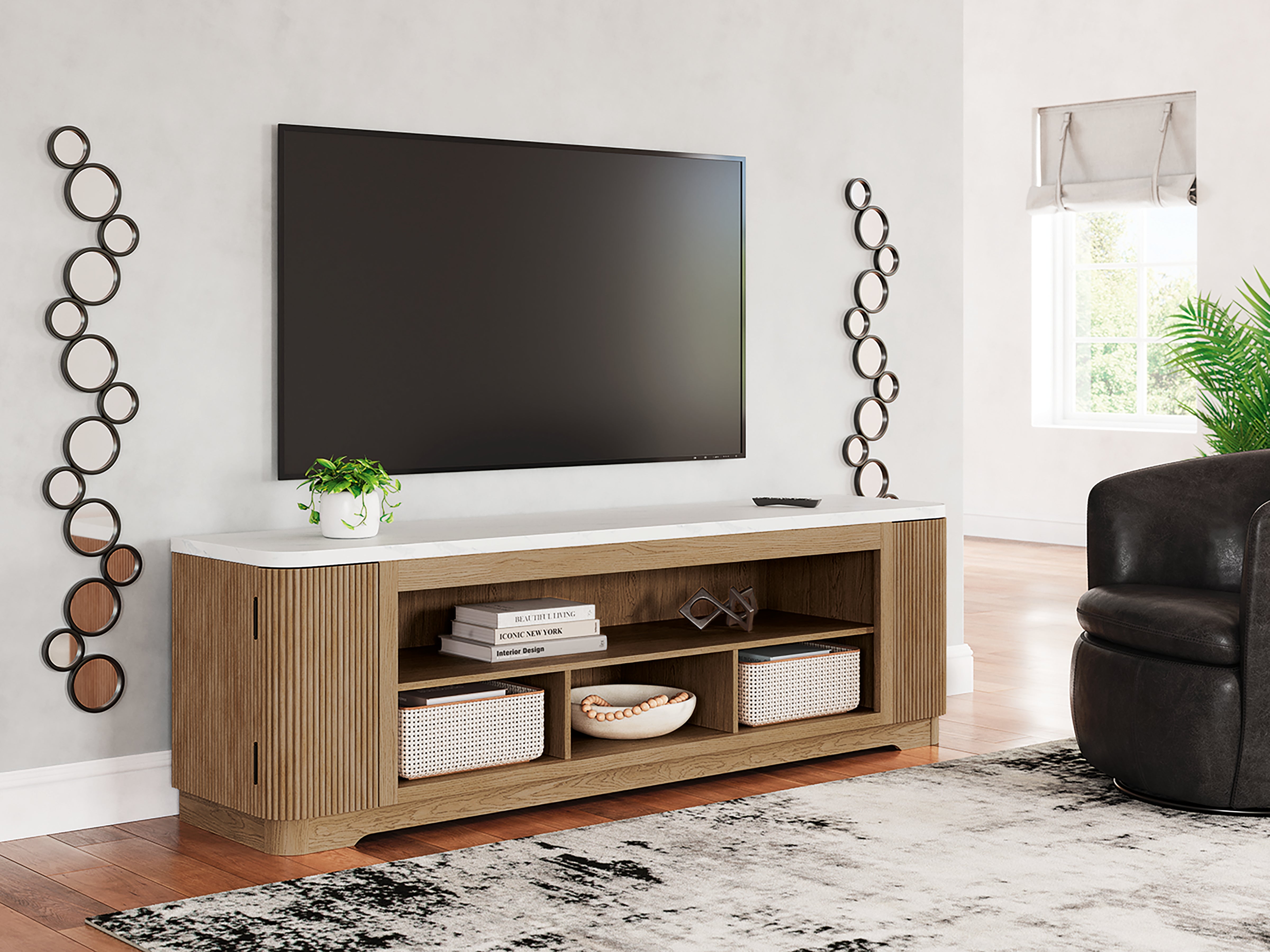 Tampa Furniture Outlet Lutz - Ashley Furniture - Camdill 80" TV Stand - 80" / Light Brown - W808-68