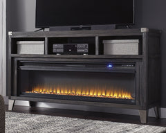 Tampa Furniture Outlet Lutz - Ashley Furniture - Todoe 65" TV Stand with Electric Fireplace - 65" TV Stand with Electric Fireplace / Gray - W901W1